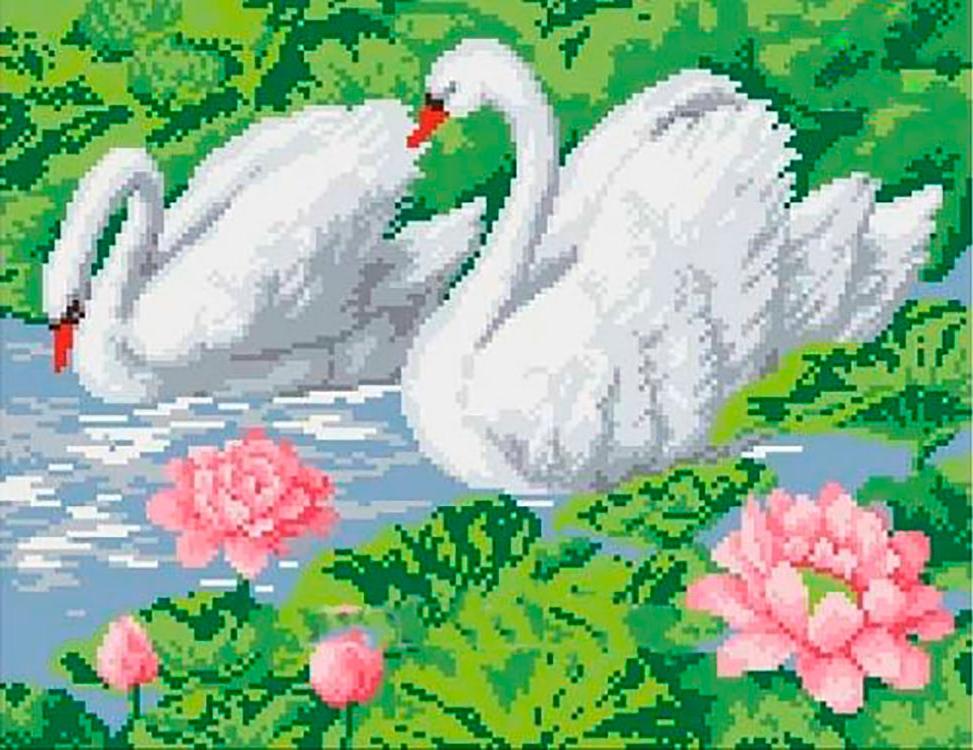 

Алмазная вышивка «Лебеди и кувшинки»