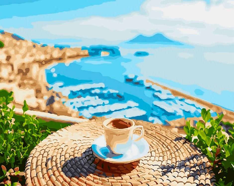 

Картина по номерам «Кофе и море»