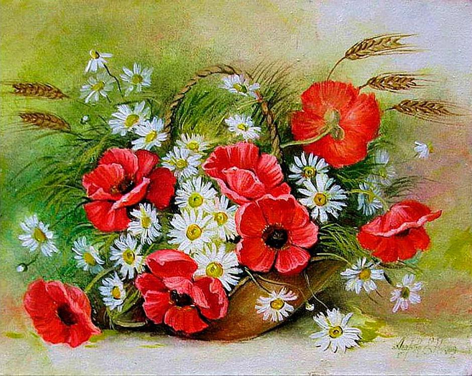 

Алмазная вышивка «Маки и ромашки», «Маки и ромашки»