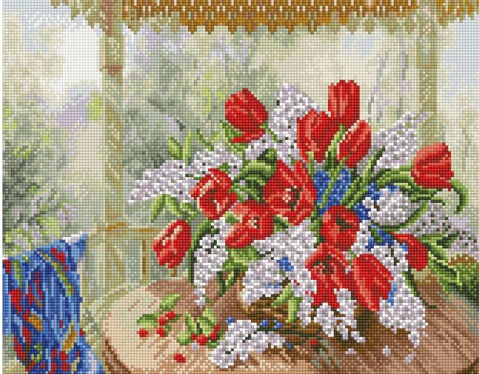 

Алмазная вышивка «Маки и сирень» Ольги Дандорф
