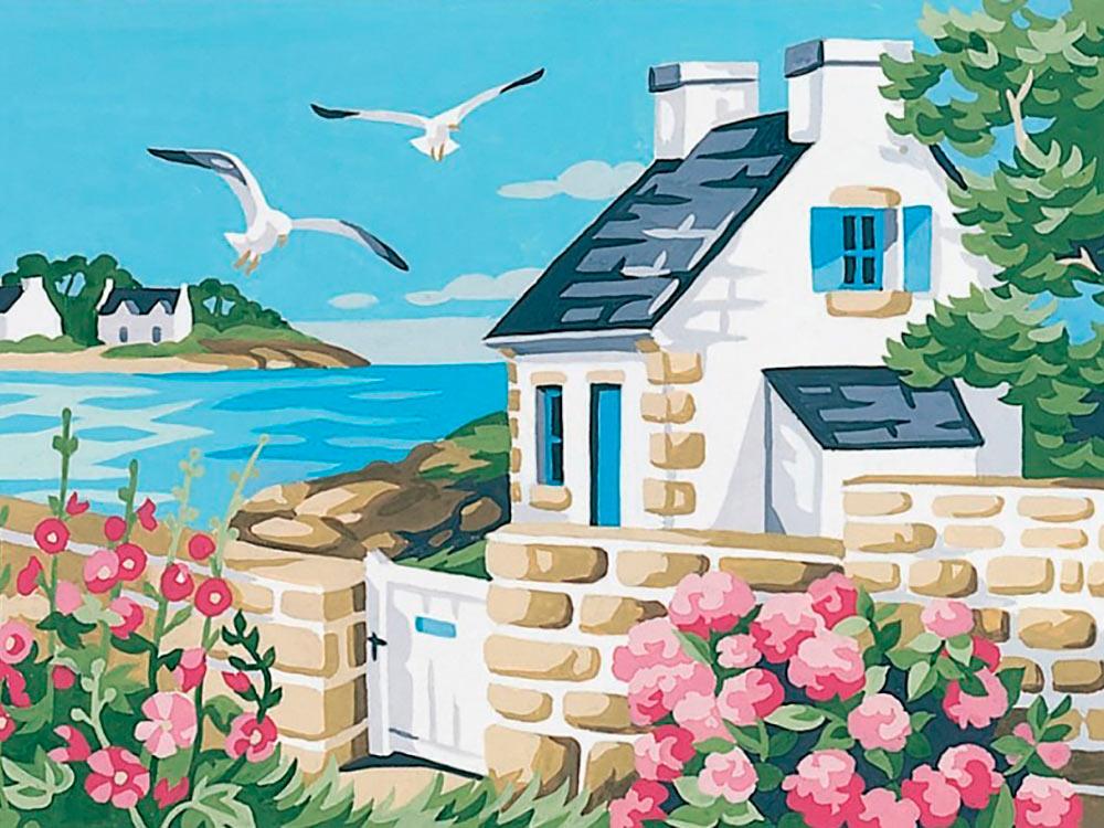 

Картина по номерам «Домик у моря»