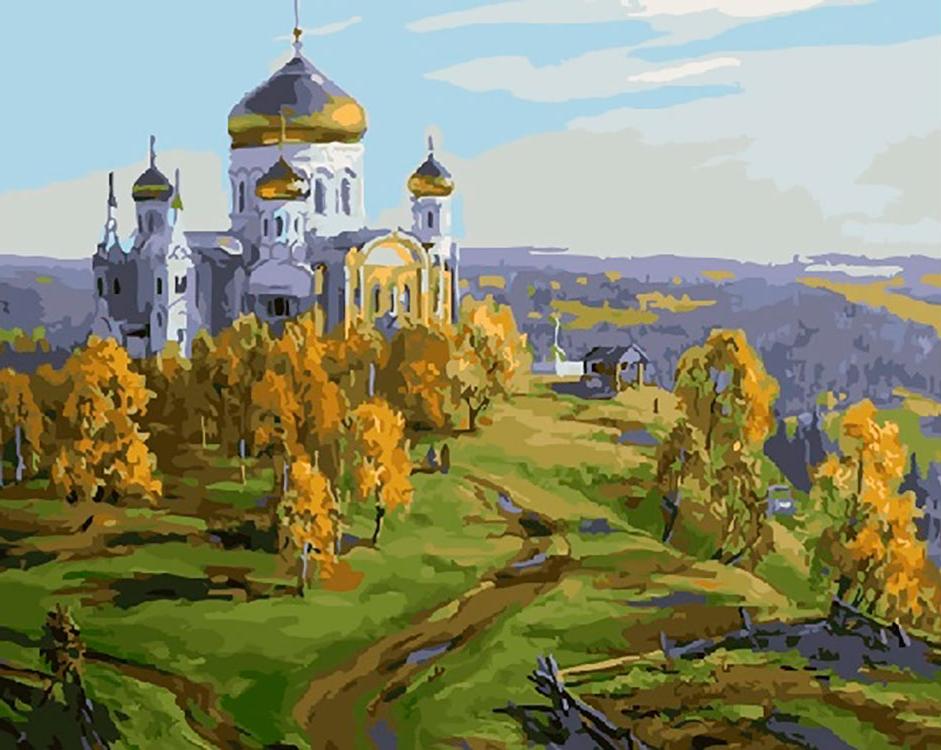 

Картина по номерам «Храм на холме» Любови Малышевой