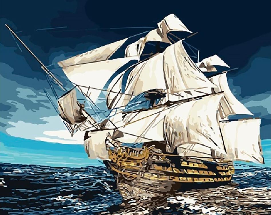 

Картина по номерам «Корабль на море»