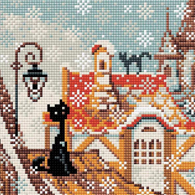 

Алмазная вышивка «Город и кошки. Зима»