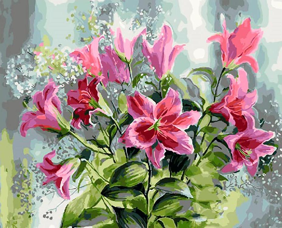 

Картина по номерам «Розовые лилии» Надежды Кузнецовой