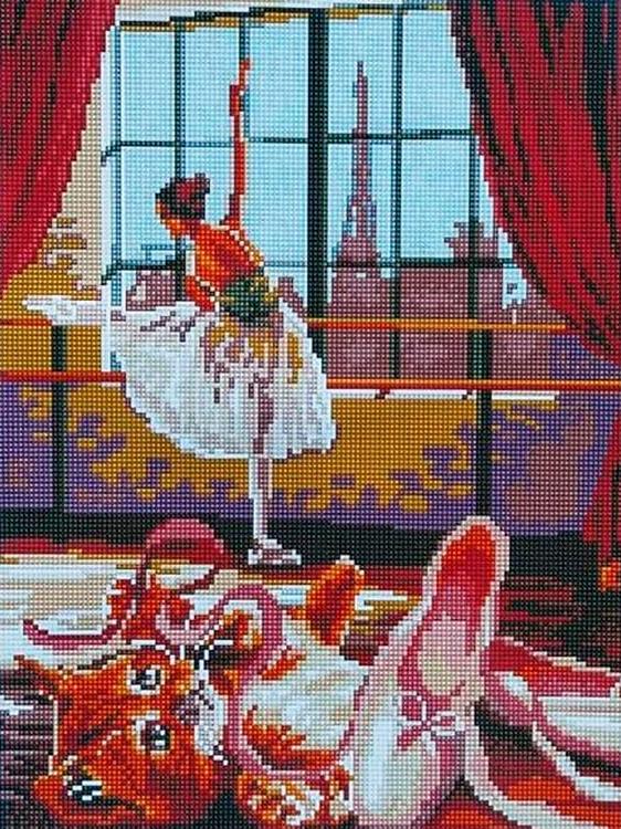 

Алмазная вышивка «Балерина и котенок»