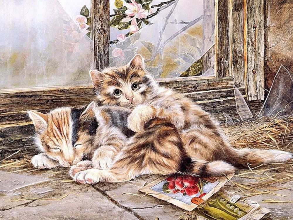 Вытынанка, два кота картинки рисованные