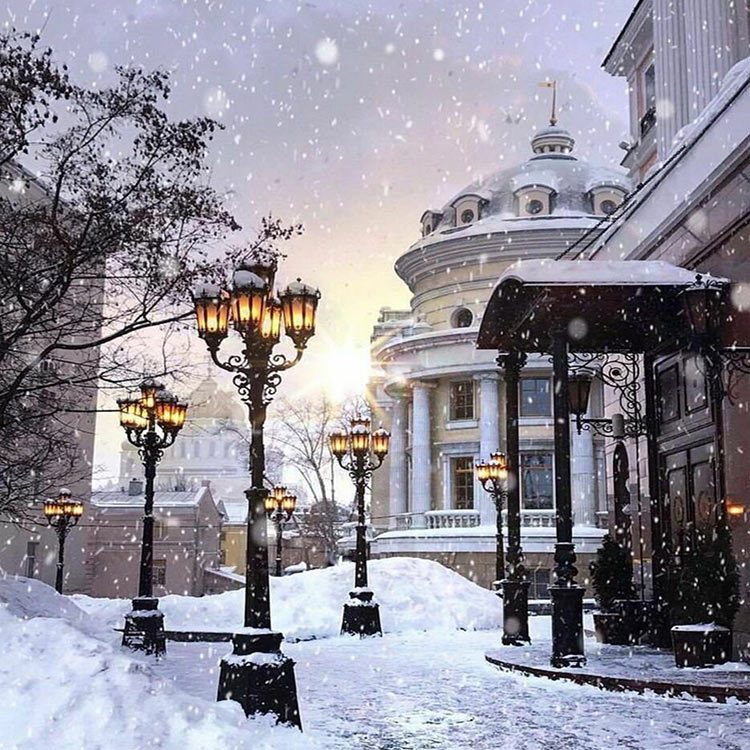 Зимний вечер в городе картинки красивые