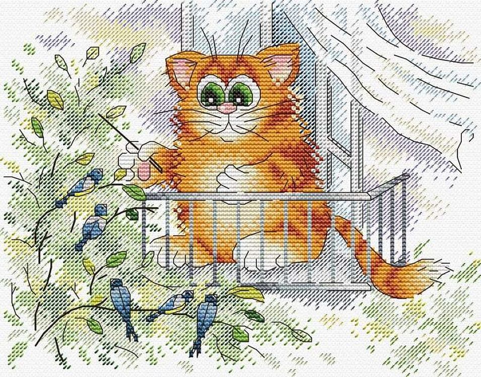 Рыжий кот схема вышивки крестом