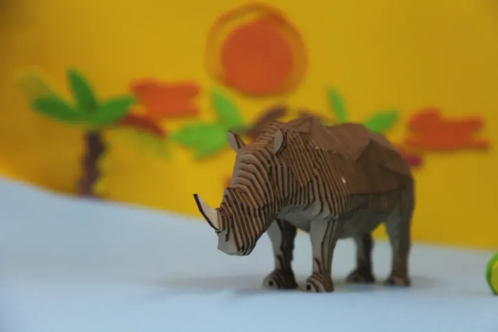 Деревянный конструктор «Носорог», с набором карандашей, UNIWOOD — картинка 5