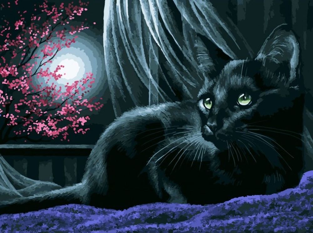 Сказочный черный кот. Irina Garmashova-Cawton.