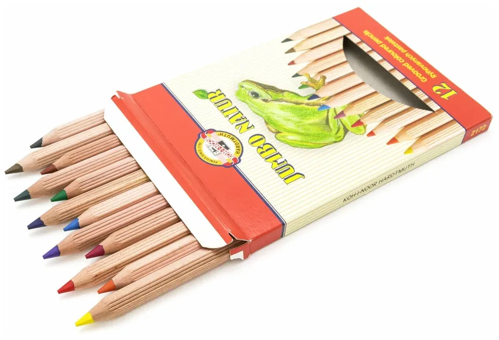 Карандаши цветные неокрашенный корпус «jumbo NATUR», 12 цв., KOH-I-NOOR Hardtmuth — картинка 2