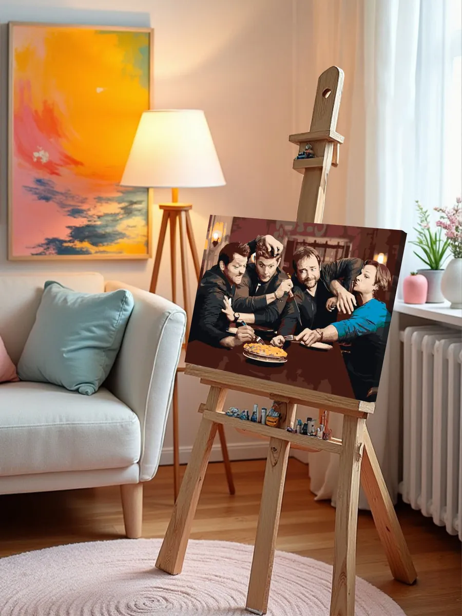 Картина по номерам «Сверхъестественное: Дин, Сэм, Кастиэль и Кроули» — картинка 10