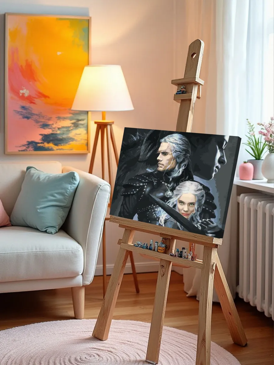 Картина по номерам «Ведьмак: Геральт, Цири и Йеннифэр» — картинка 9