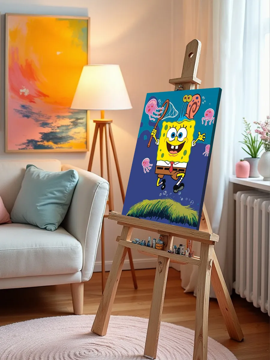 Картина по номерам «Губка Спанч Боб и улитка Гэри» — картинка 9