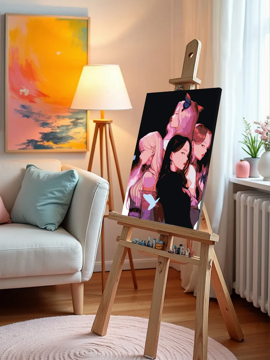 Картина по номерам «Группа BlackPink Блэк Пинк: Джису, Дженни, Роза и Лиса 2» — картинка 9