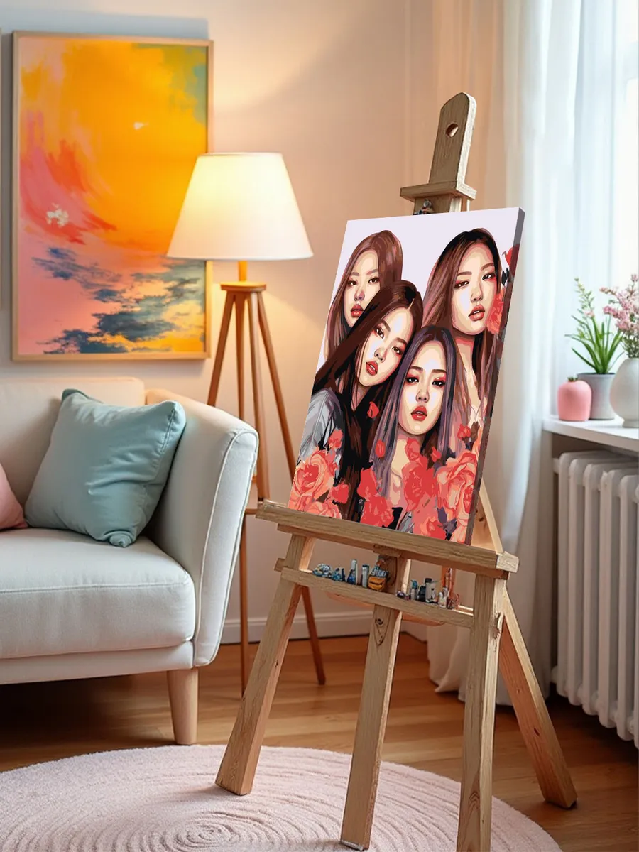 Картина по номерам «Группа BlackPink Блэк Пинк: Джису, Дженни, Роза и Лиса 6» — картинка 9