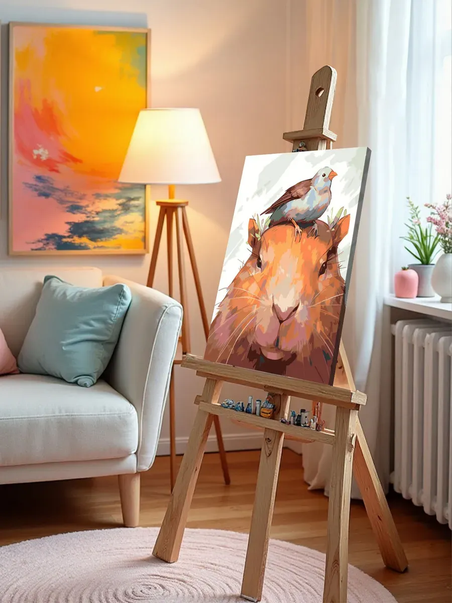 Картина по номерам «Капибара с птицей на голове» — картинка 9