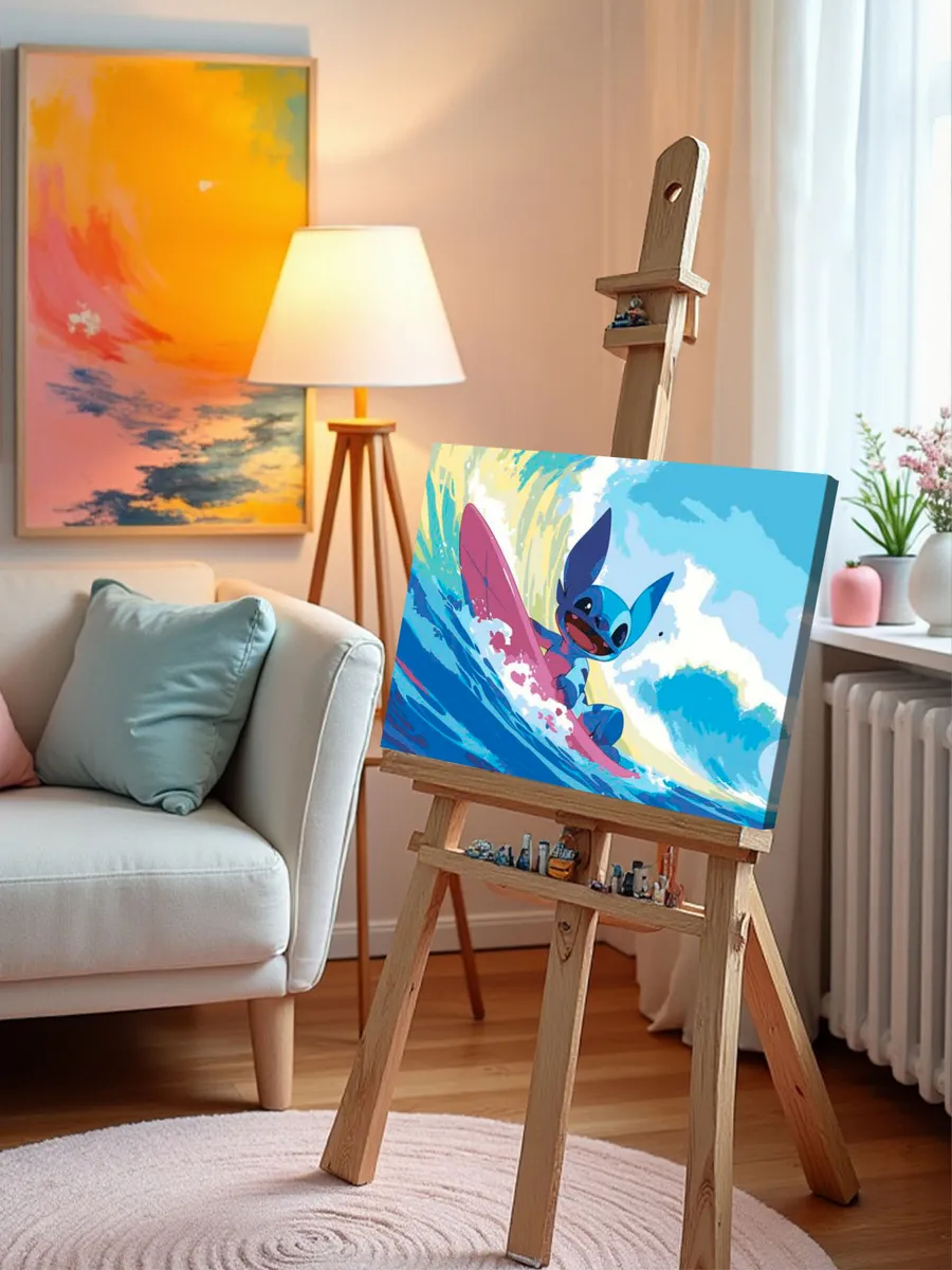 Картина по номерам «Стич катается по волнам» — картинка 9