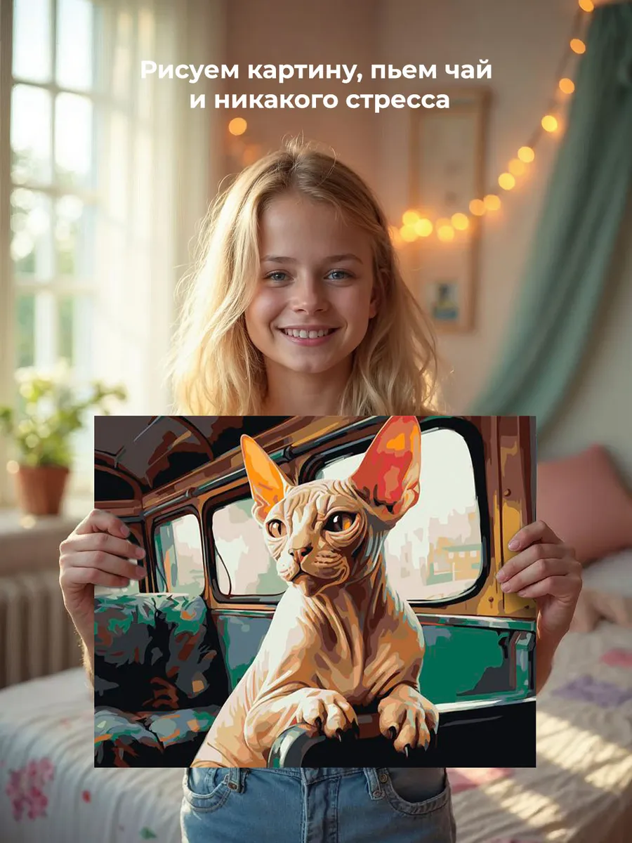 Картина по номерам «Кот сфинкс в автобусе» — картинка 6
