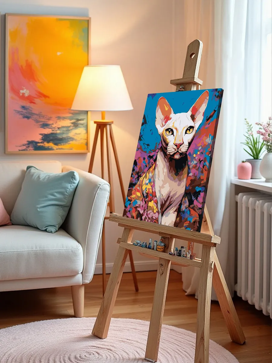 Картина по номерам «Белая кошка сфинкс» — картинка 9