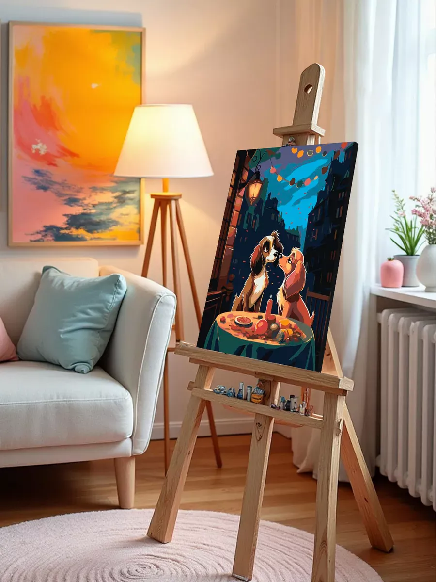 Картина по номерам «Герои Дисней: собаки Леди и Бродяга» — картинка 9