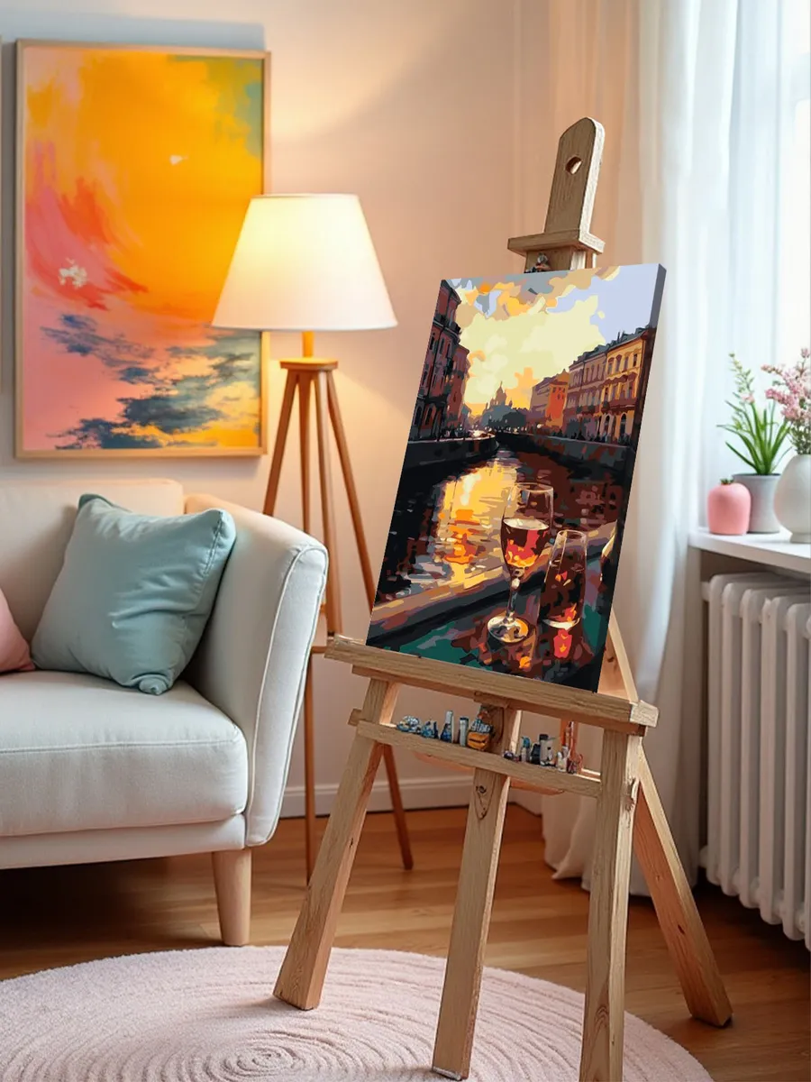 Картина по номерам «Питер: Утро с бокалом вина» — картинка 9