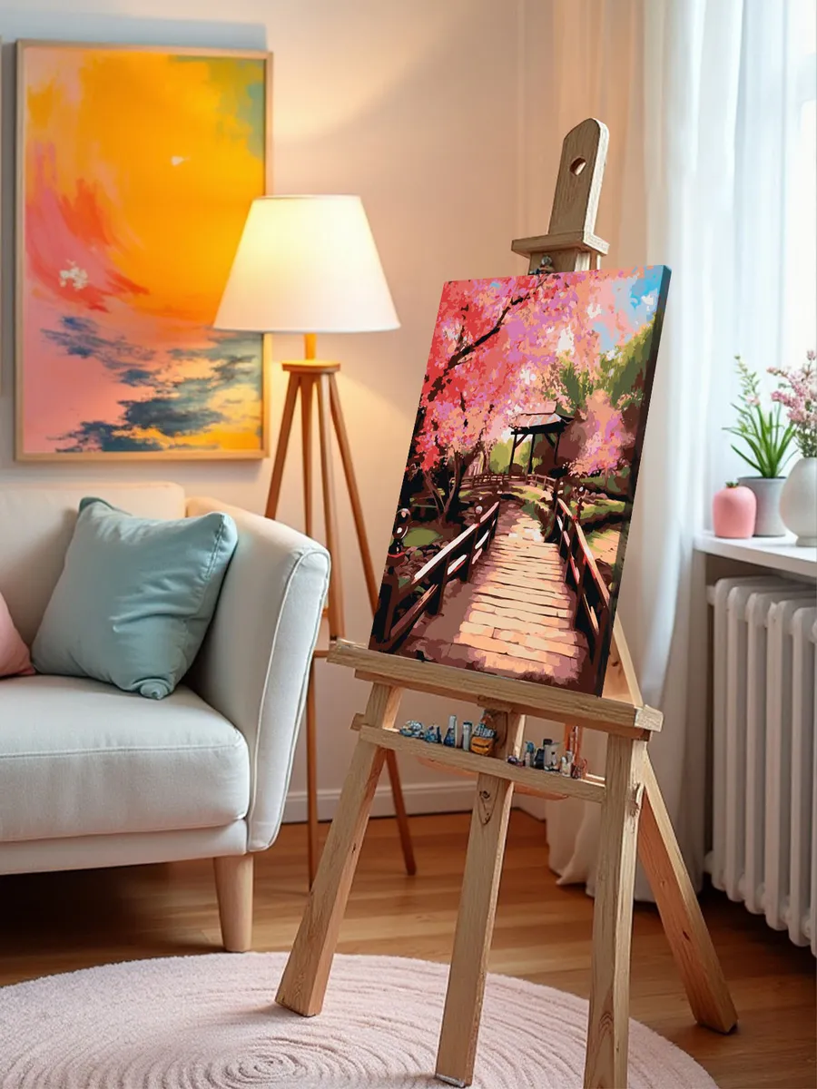 Картина по номерам «Цветущая сакура в японском саду 2» — картинка 9