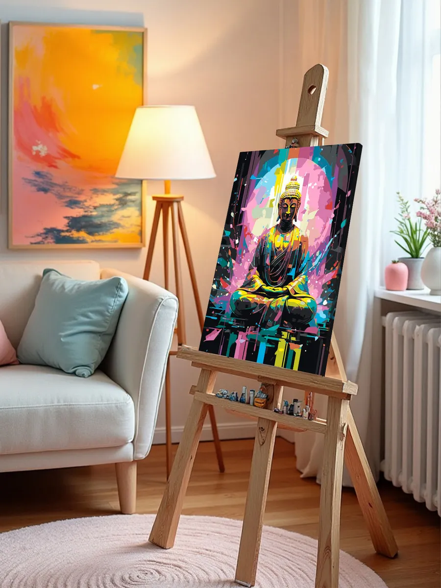 Картина по номерам «Буддизм: Будда в неоновых цветах» — картинка 10