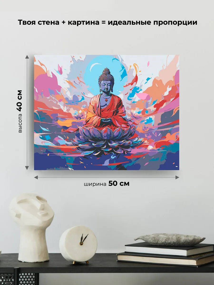 Картина по номерам «Буддизм: Будда на лотосе» — картинка 3