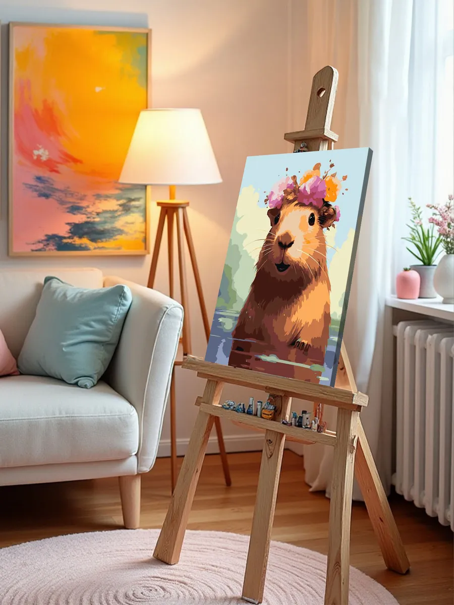 Картина по номерам «Капибара с цветами» — картинка 9