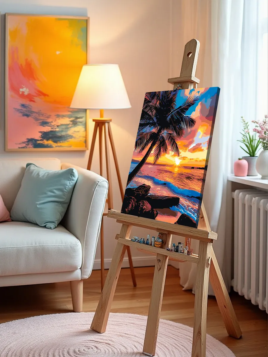 Картина по номерам «Природа: Пальма на берегу моря на закате 2» — картинка 9