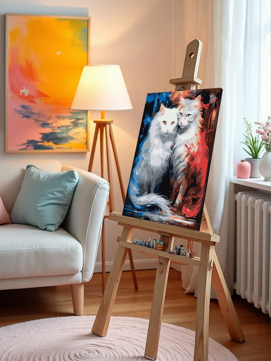 Картина по номерам «Белые кошка и кот» — картинка 10