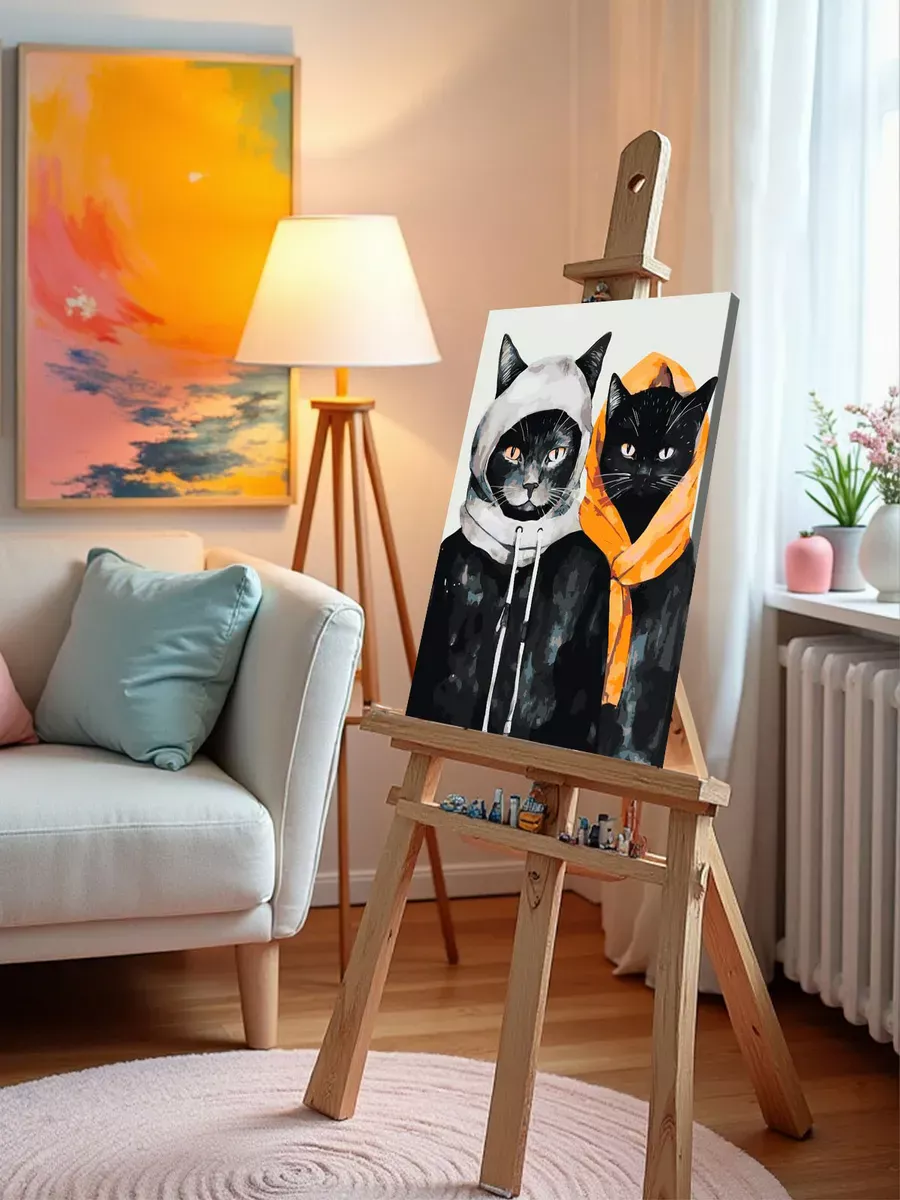 Картина по номерам «Два черных кота в одежде» — картинка 9