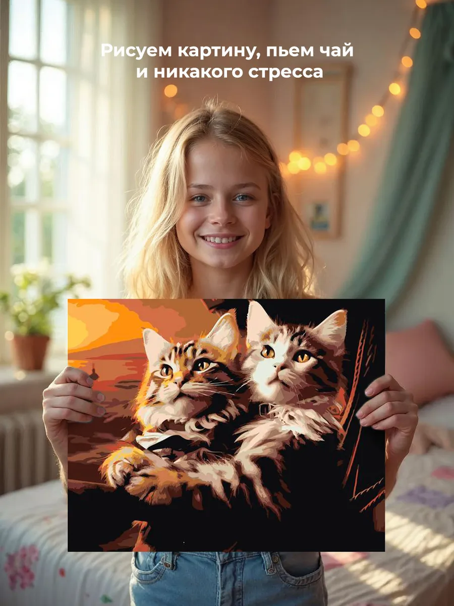 Картина по номерам «Коты обнимаются на Титанике» — картинка 6