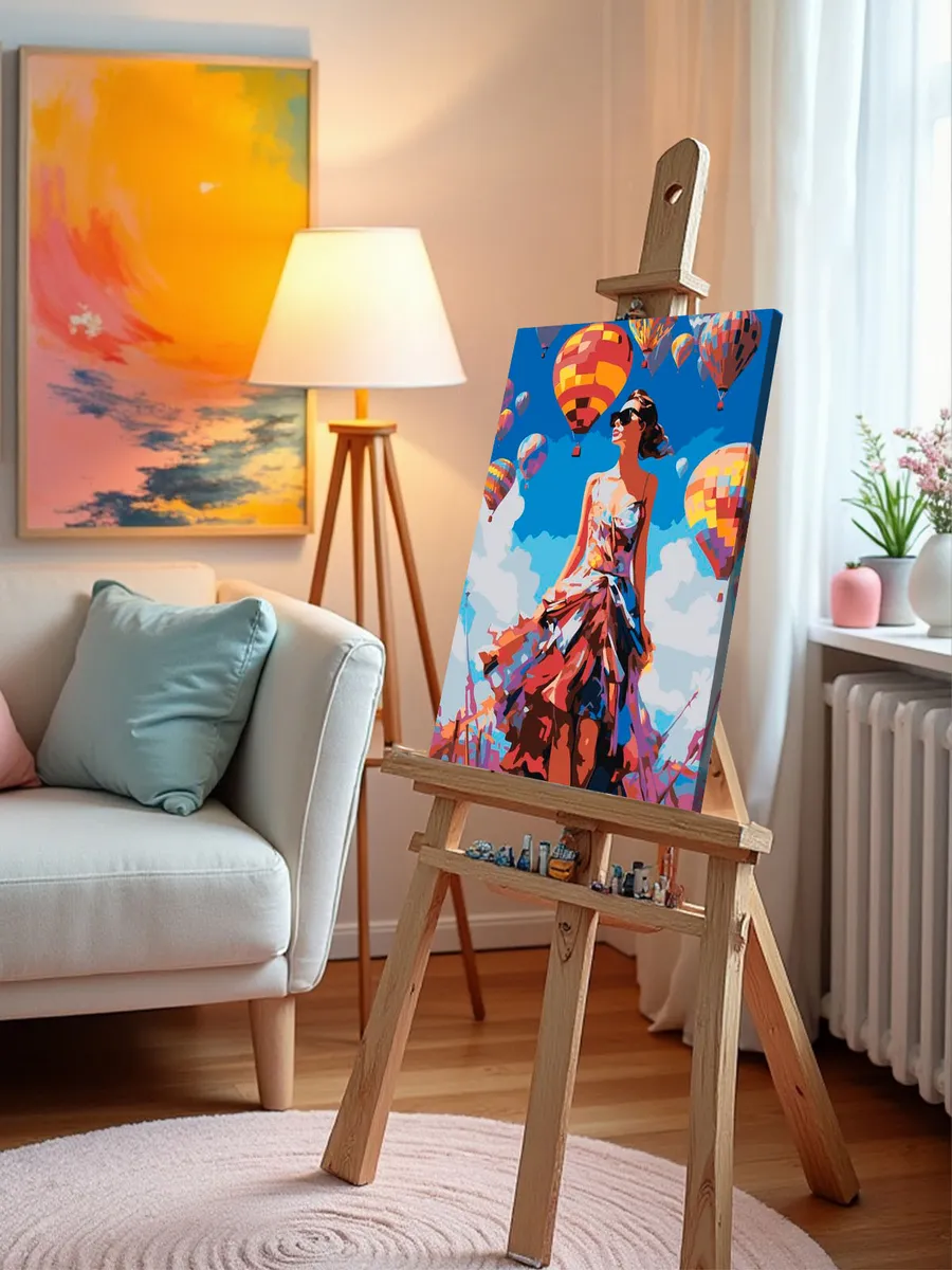 Картина по номерам «Девушка и яркие воздушные шары» — картинка 9