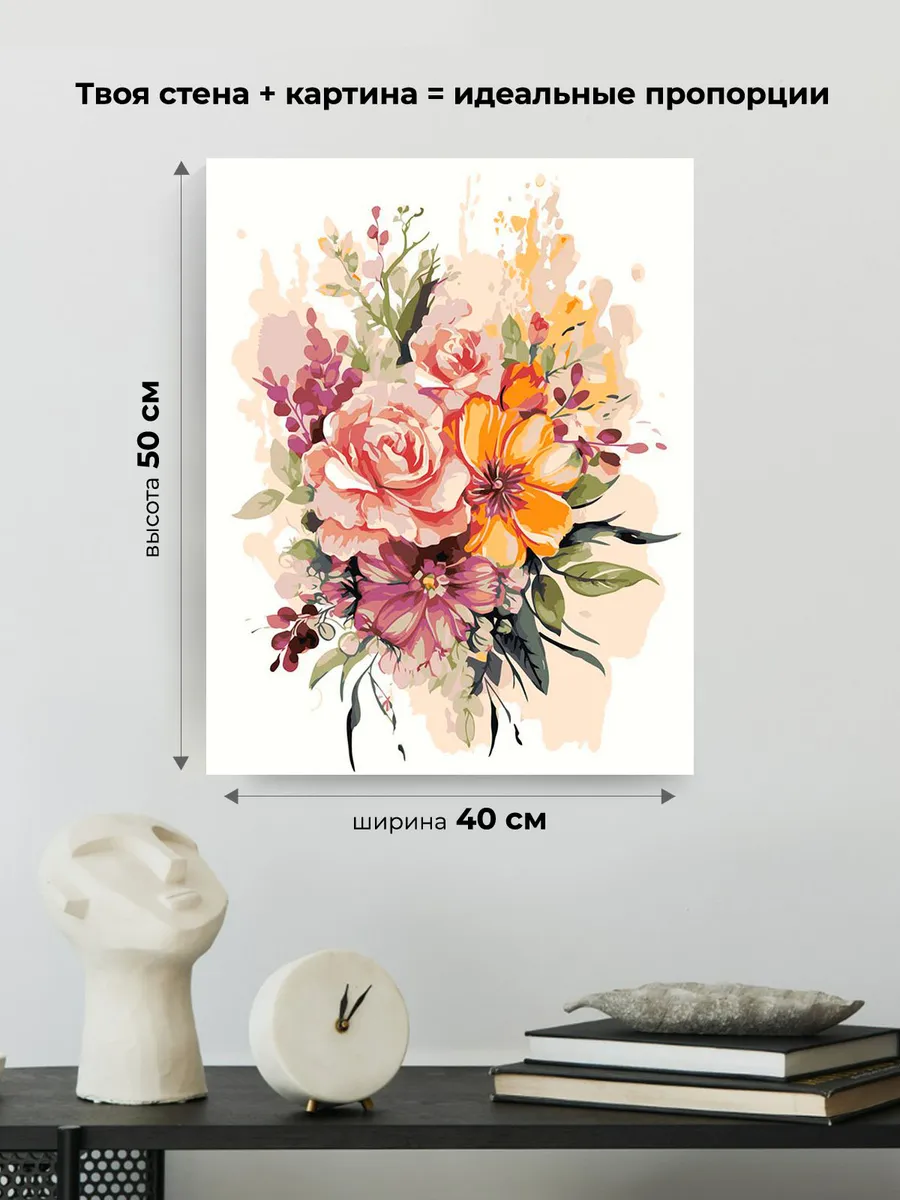 Картина по номерам «Цветы: Акварельная композиция с розами» — картинка 3