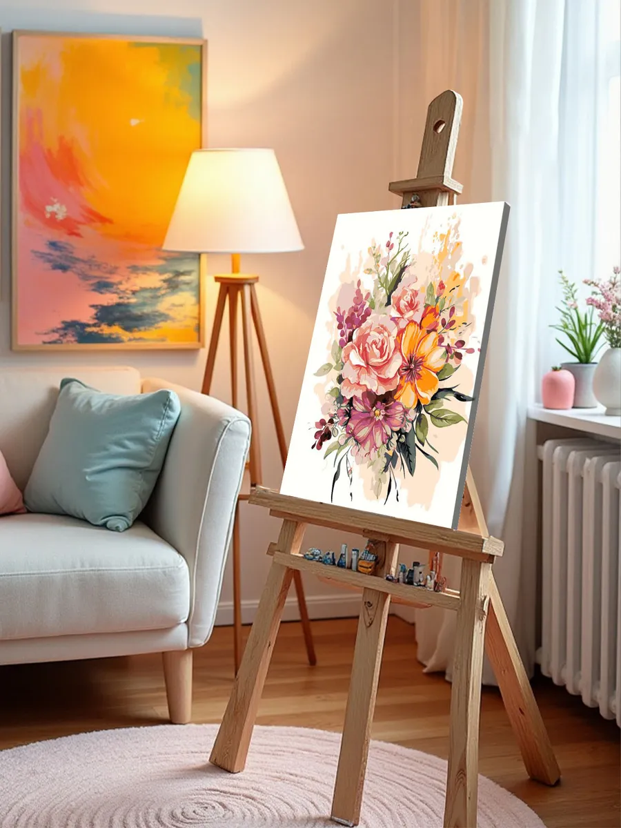 Картина по номерам «Цветы: Акварельная композиция с розами» — картинка 9