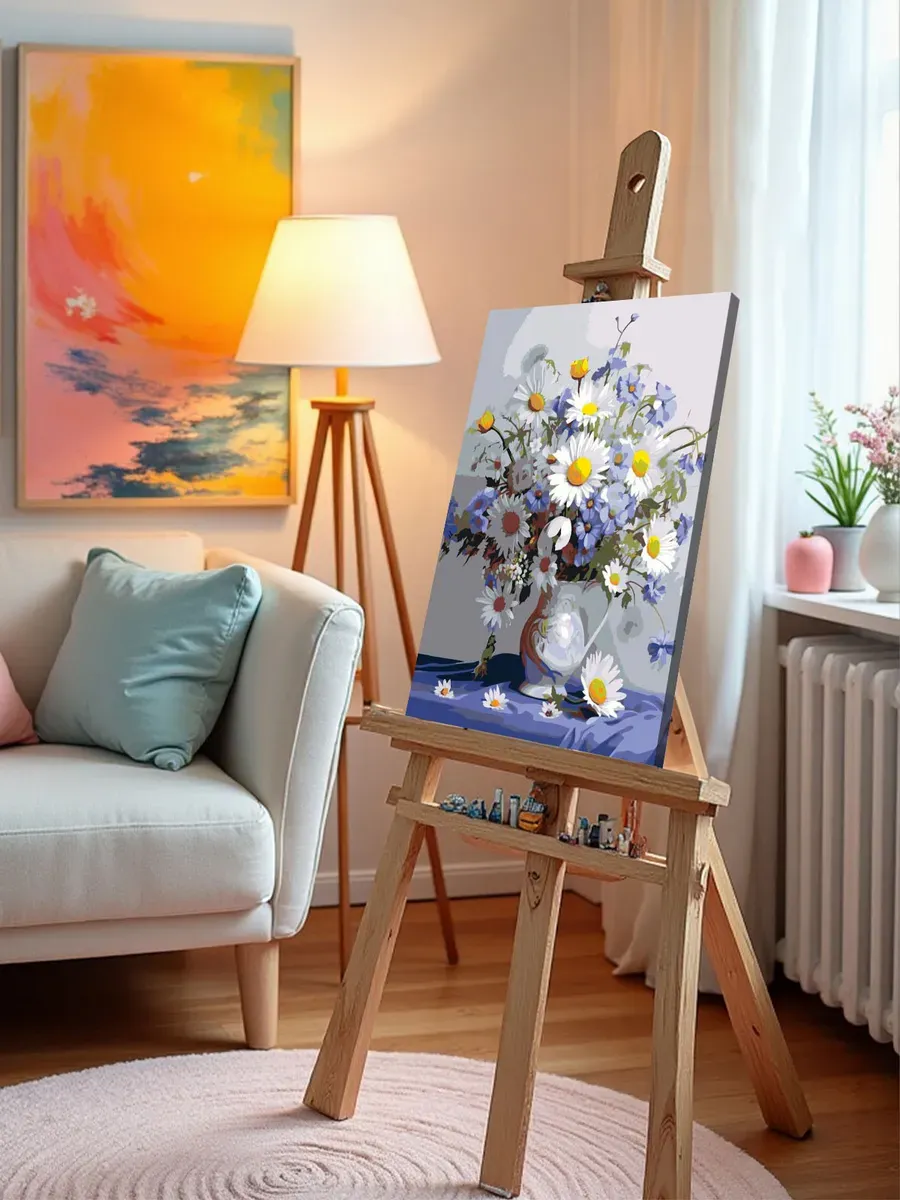 Картина по номерам «Цветы: Букет из ромашек и лютиков» — картинка 9