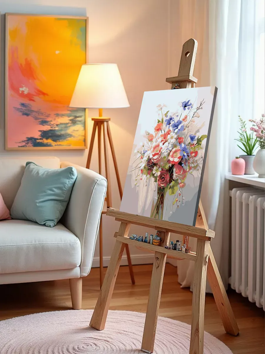 Картина по номерам «Цветы: Воздушный букет из полевых цветов» — картинка 10