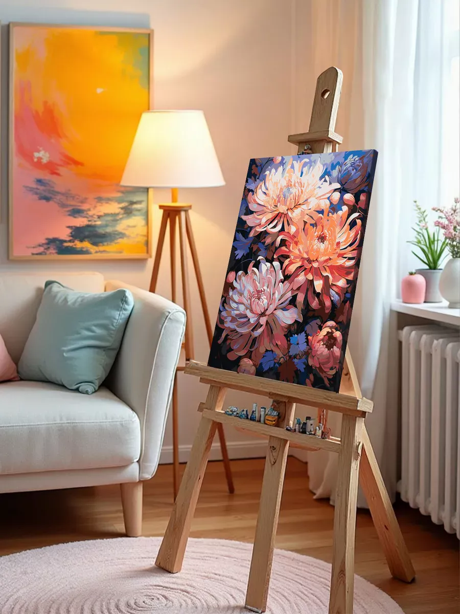 Картина по номерам «Цветы: Необычные хризантемы» — картинка 9