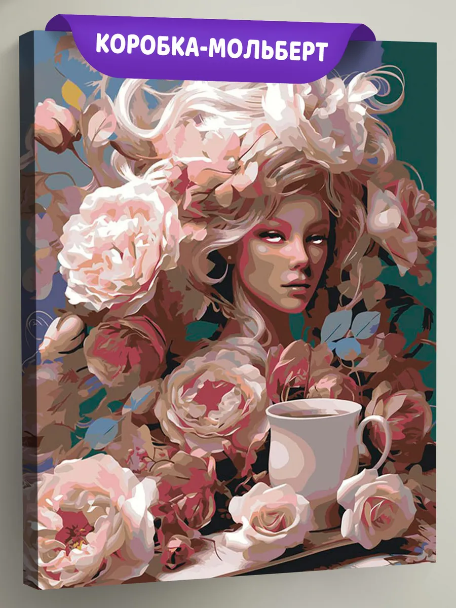 Картина по номерам «Цветы: Девушка в цветочном стиле»