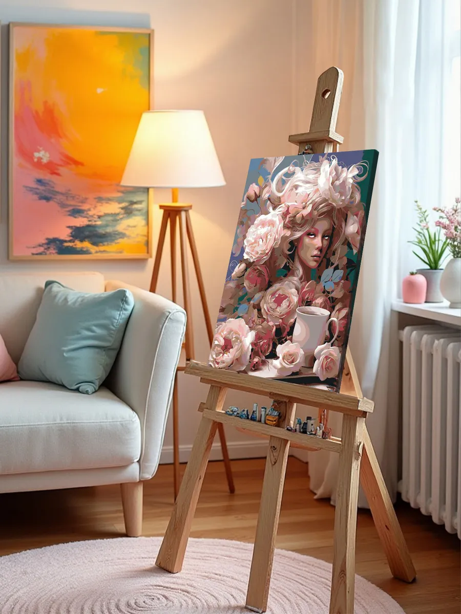 Картина по номерам «Цветы: Девушка в цветочном стиле» — картинка 9