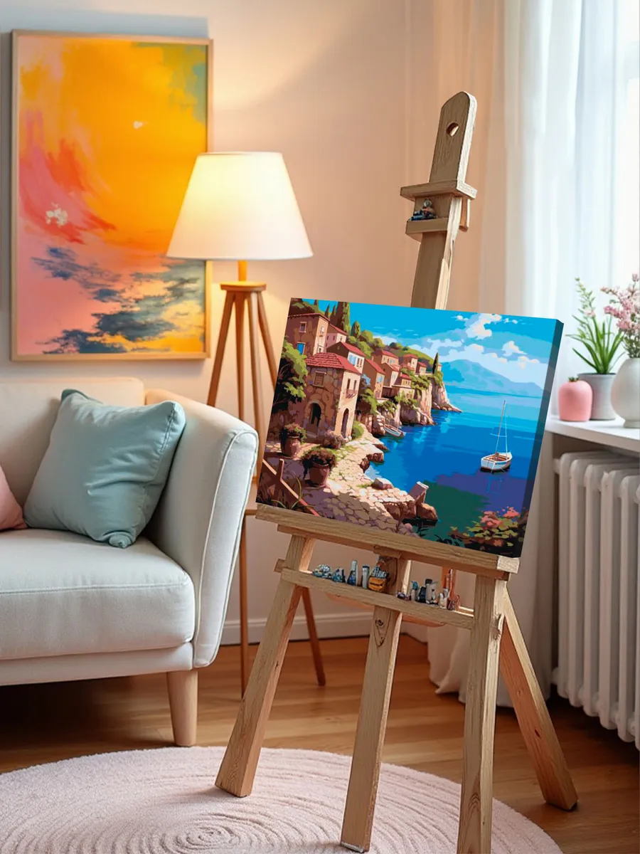 Картина по номерам «Море: Уютный город на берегу» — картинка 10