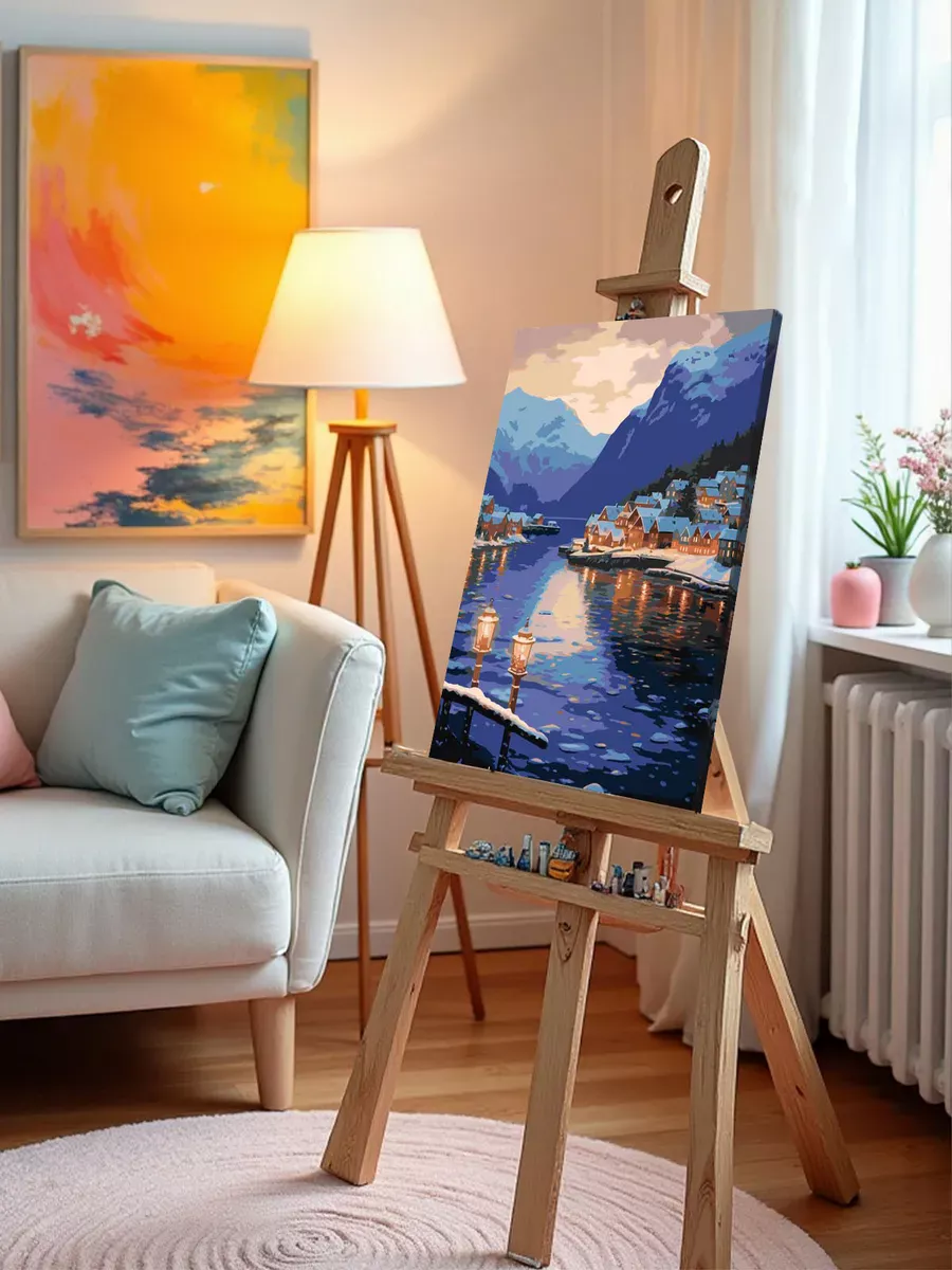 Картина по номерам «Море: Зима в норвежском городке» — картинка 10