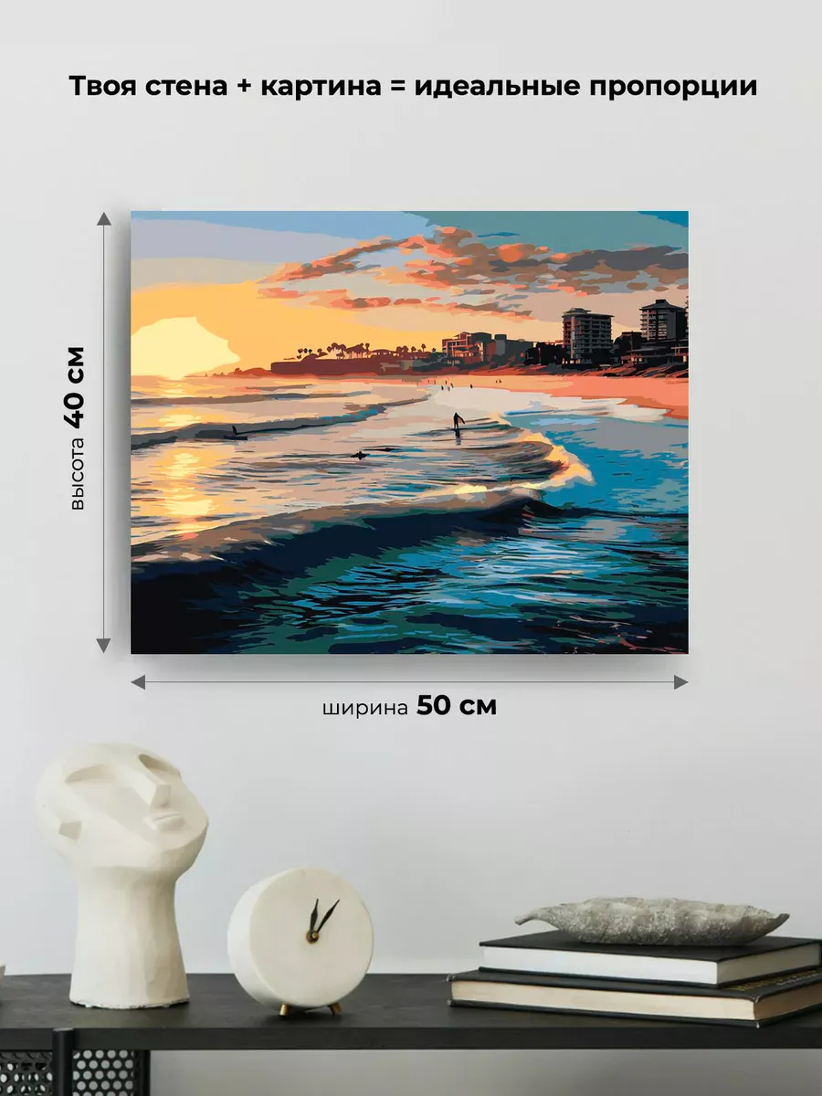 Картина по номерам «Море: Серферы на солнечном пляже» — картинка 3