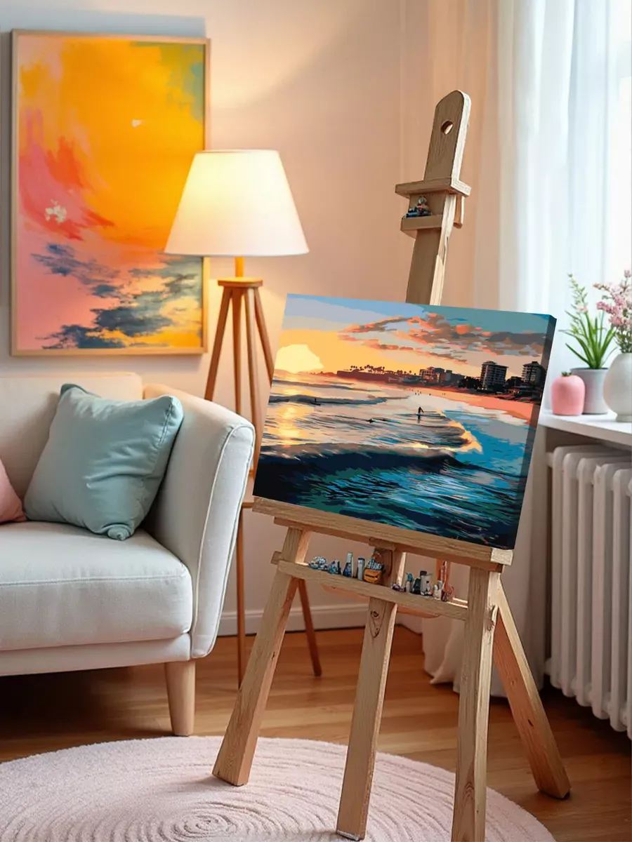 Картина по номерам «Море: Серферы на солнечном пляже» — картинка 10