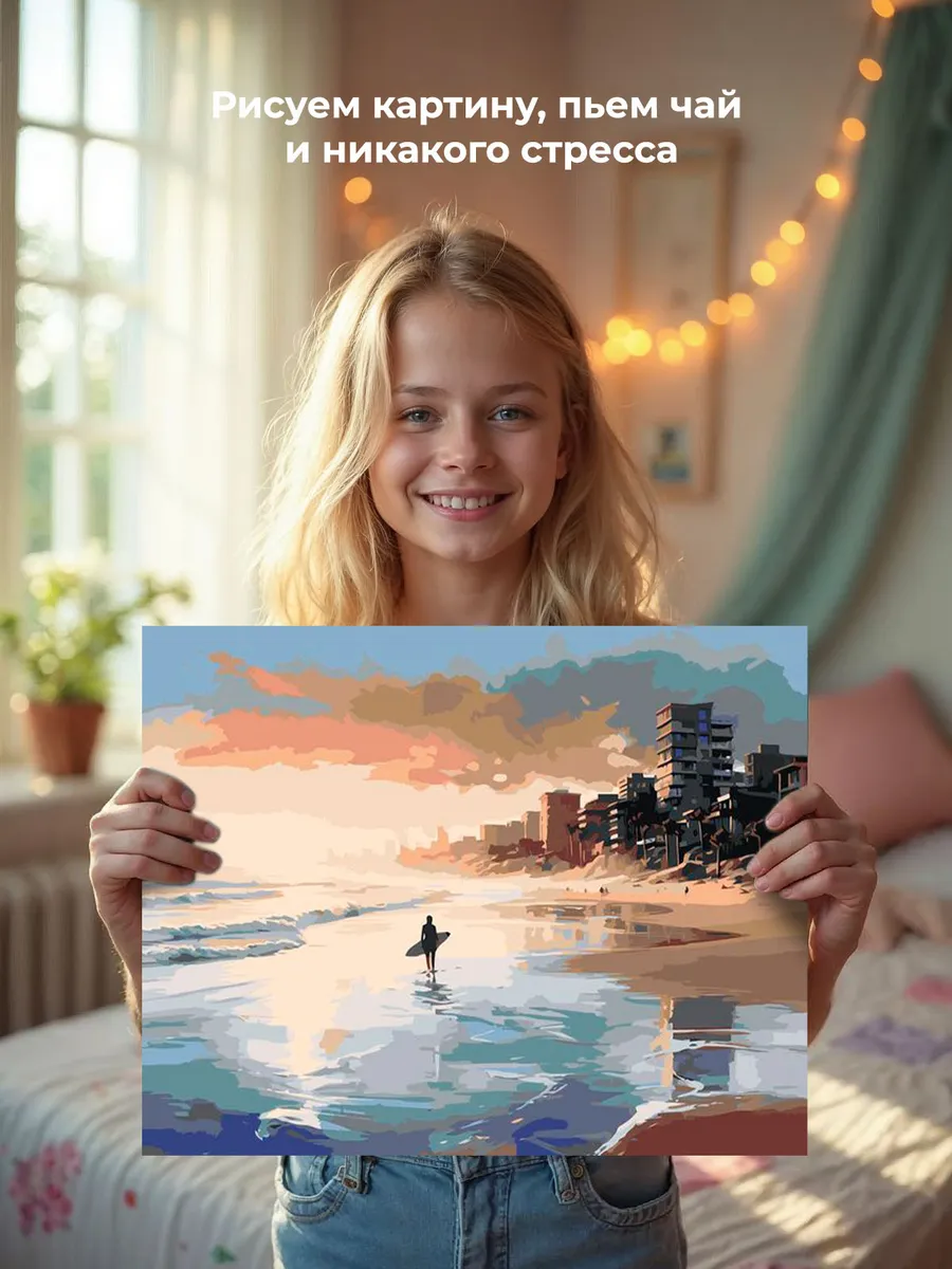 Картина по номерам «Море: Серфер на солнечном пляже» — картинка 7