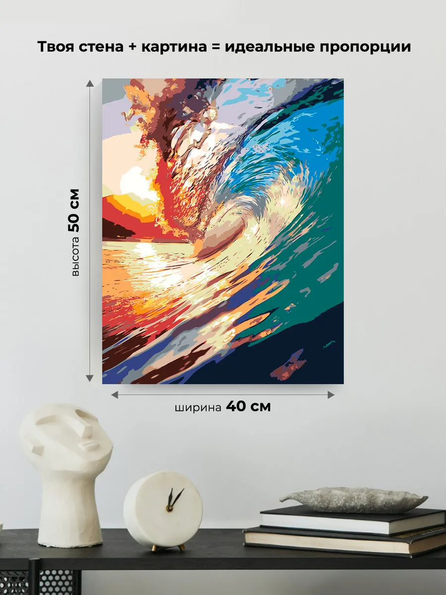 Картина по номерам «Море: Большая волна на закате» — картинка 3