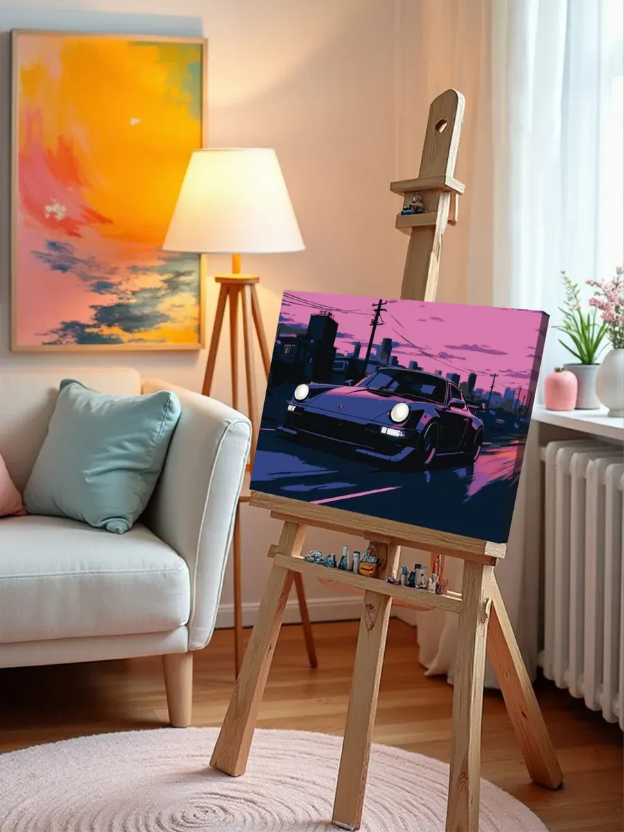 Картина по номерам «Машины: Порше в неоновом свете 2» — картинка 9